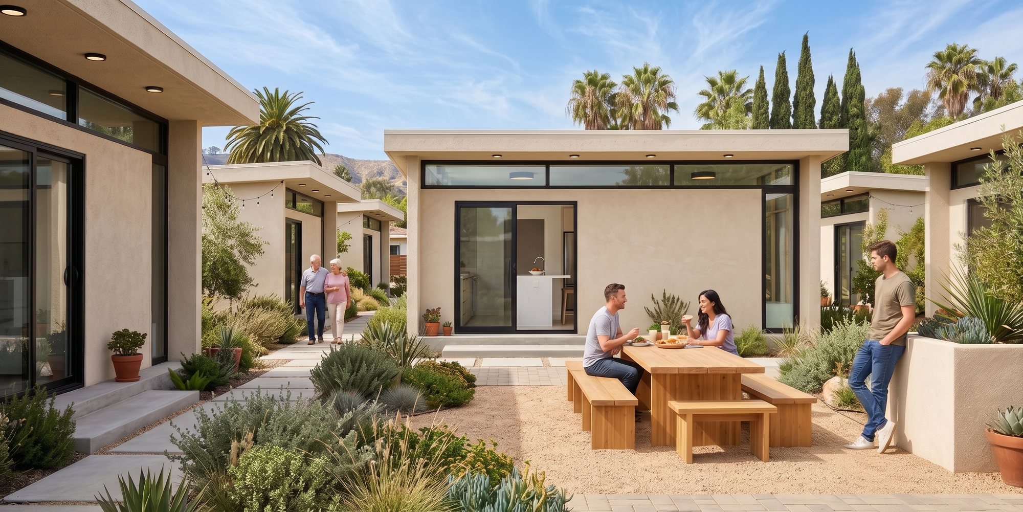 Shared courtyard between Casita units