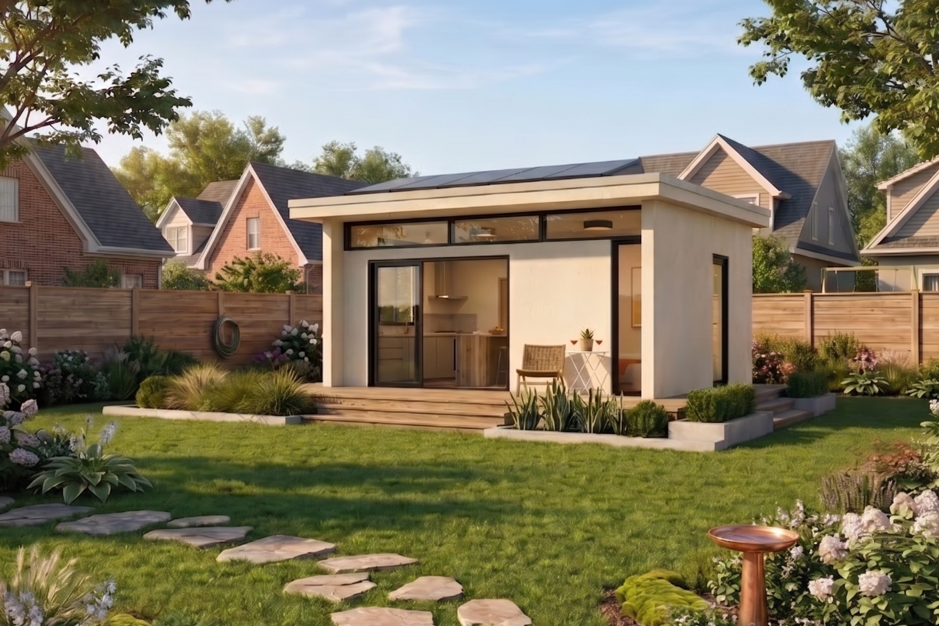 The Casita exterior on a backyard lawn